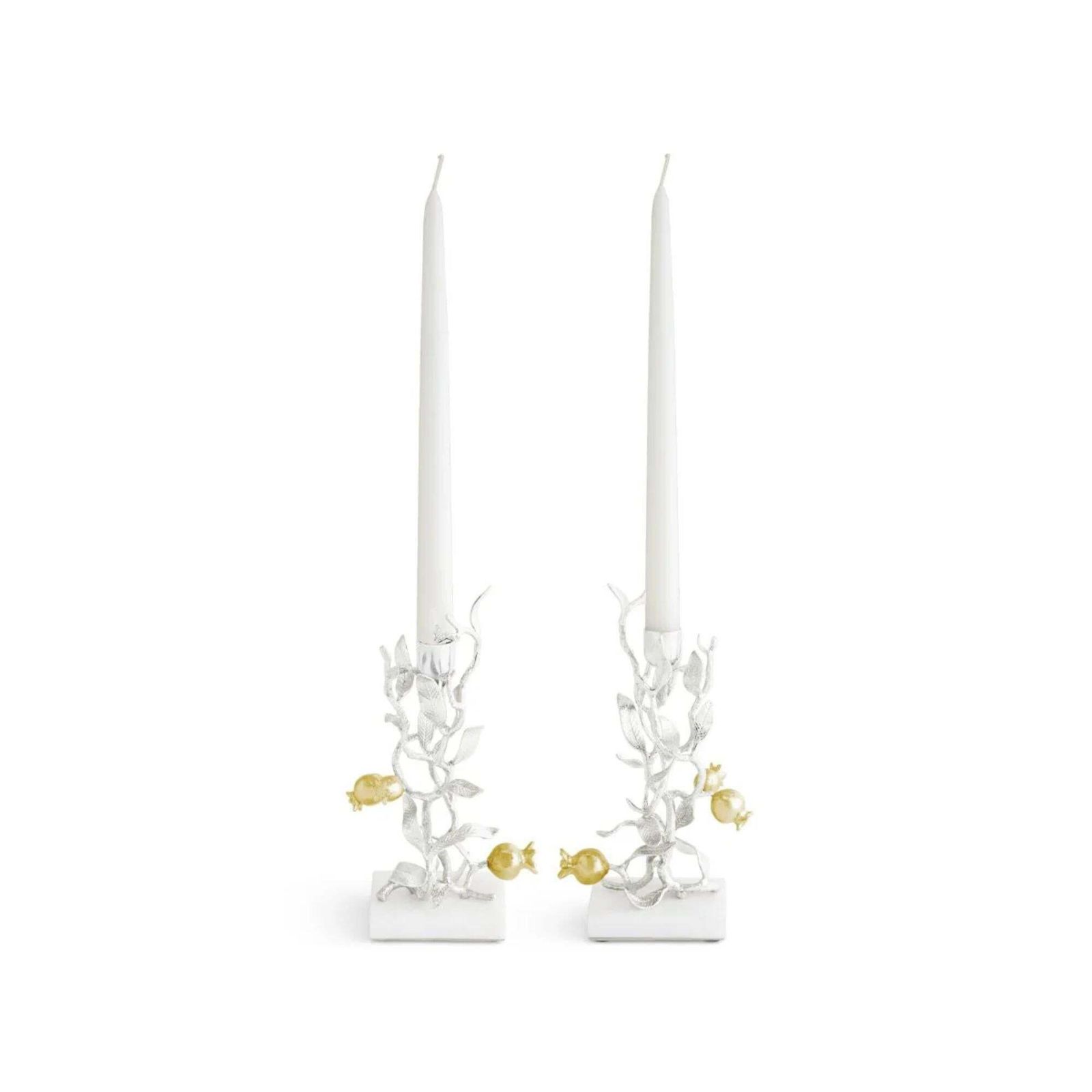 Set Of 4 Contemporary Silver And Gold Metal Pomegranate Candleholders photo Home Decor