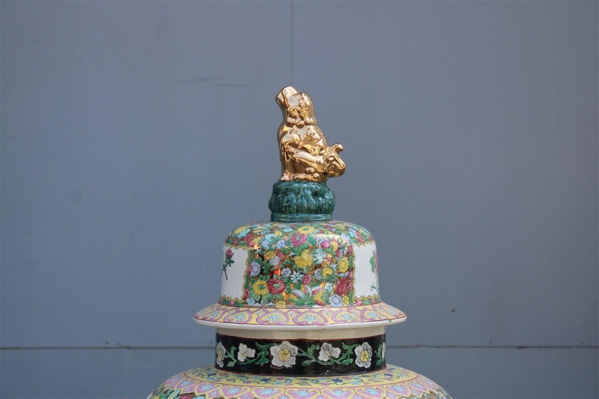 Large Oriental Chinese Floral Vase With Dragons In 24kt Gold  Qing Dynasty photo for sale
