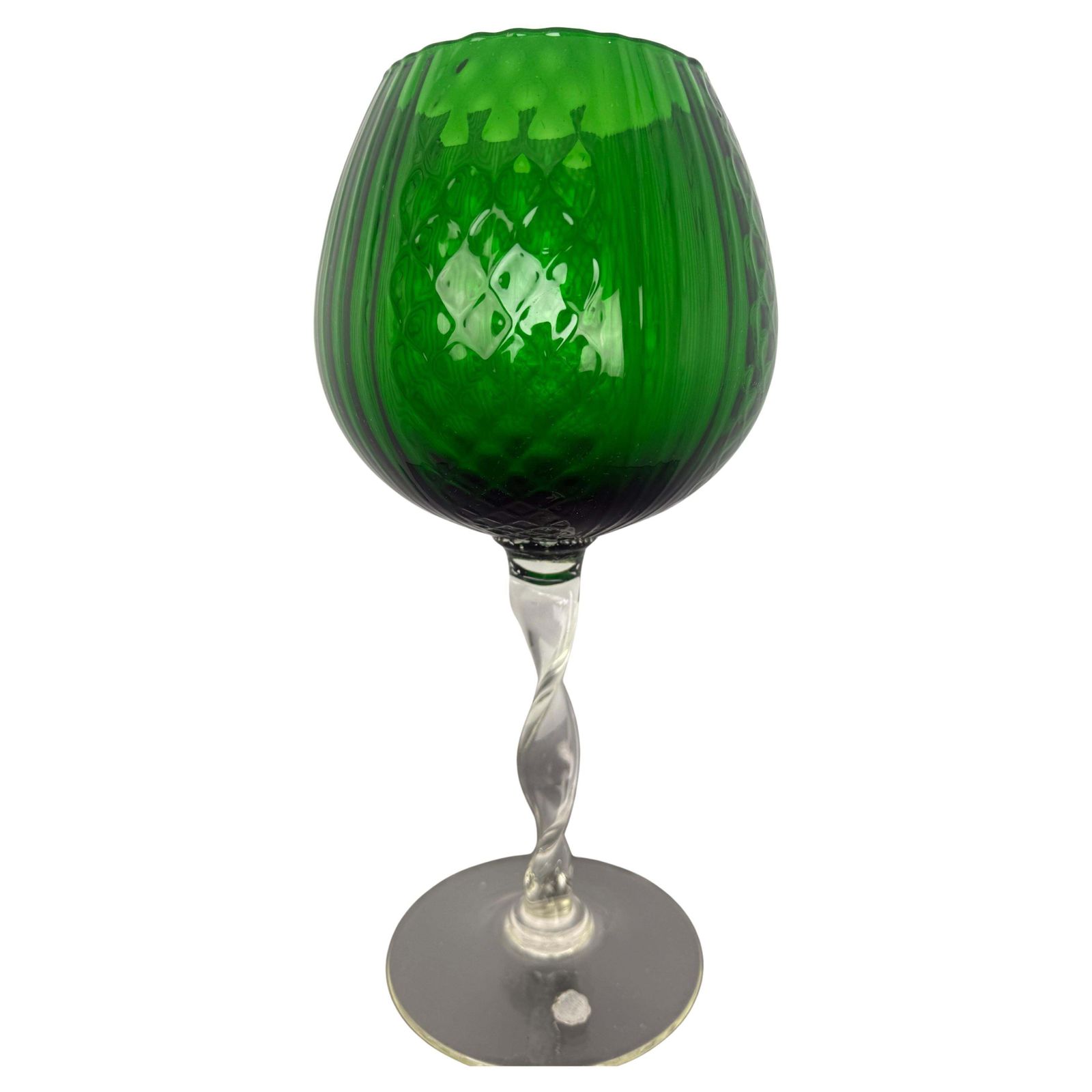 Mid Century Empoli Design Green Big Glass Vase  Italy 1960