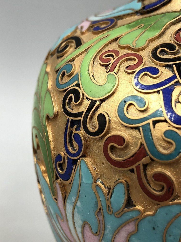 Champlevé Cloisonné Vase, China, 1900s, Set Of 2 photo buy