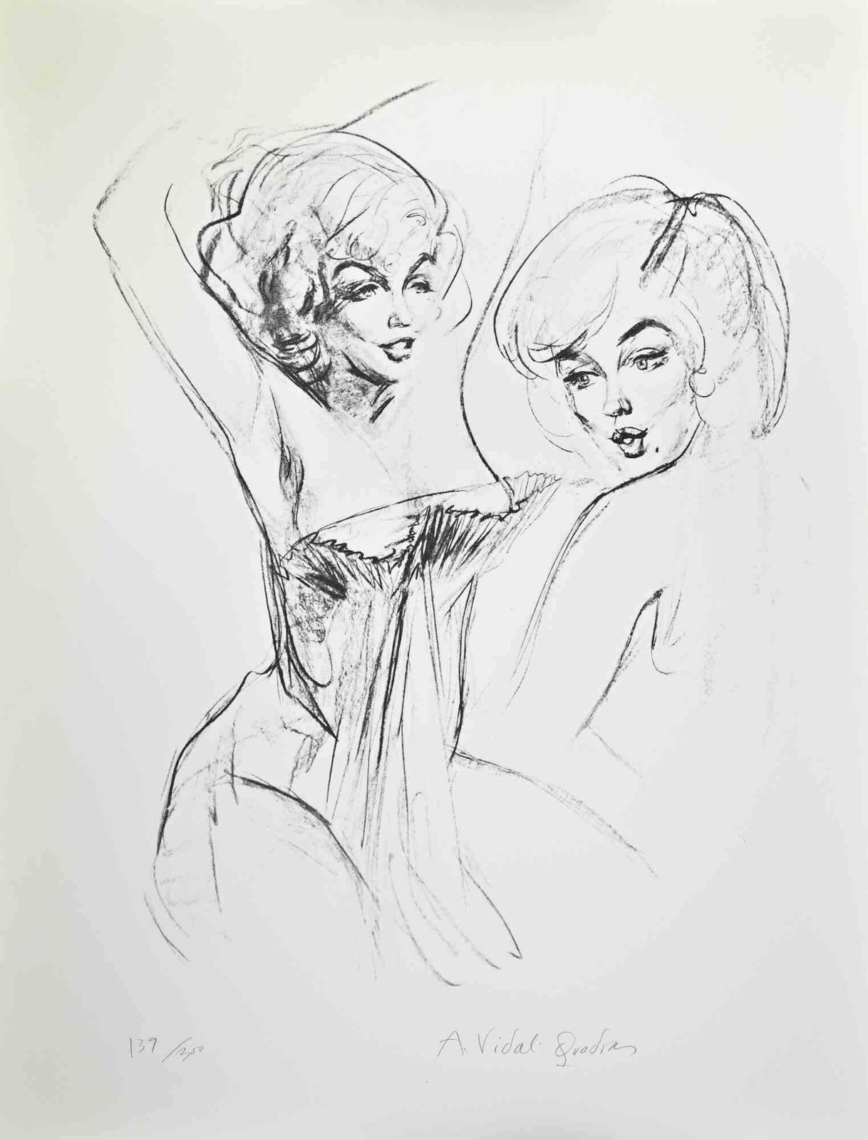 Double Marilyn   Lithograph By Alejo Vidal Quadras   Mid 20th Century