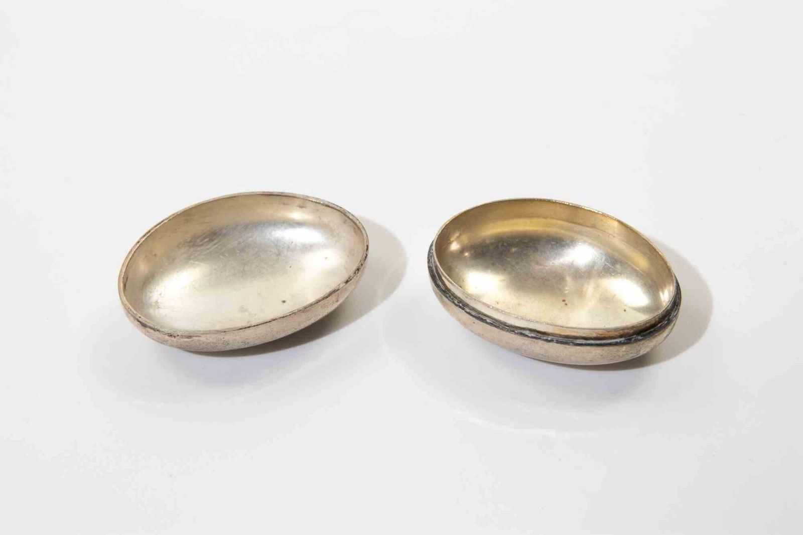 Silver Oval Pill Box Or Vinaigrette Case With Monogram, 1960s photo furniture