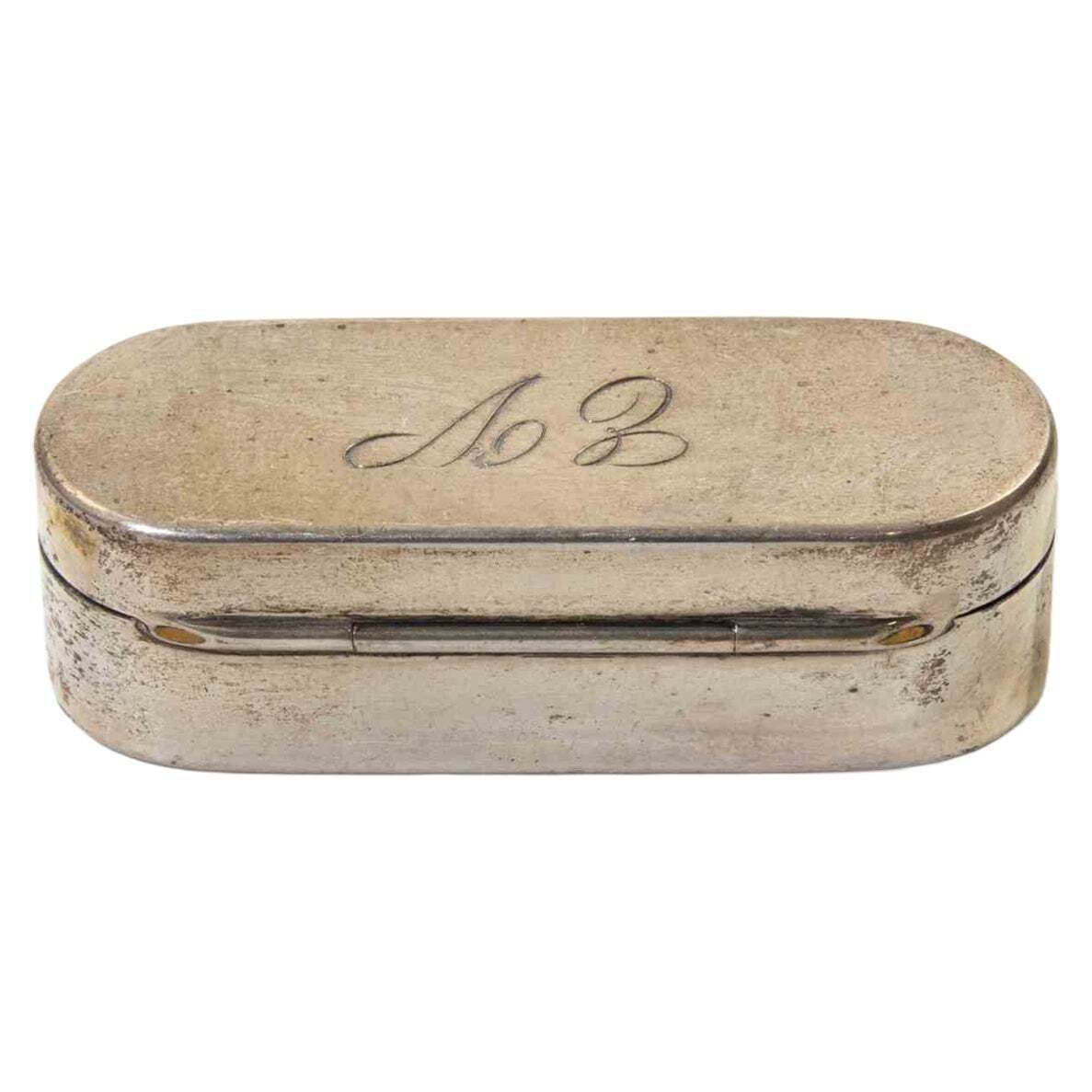 Sterling Silver Oval Hinged Box / Pill Case, 1950s