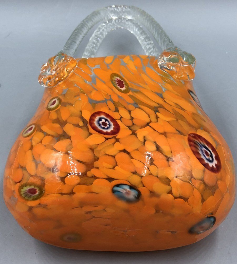 Orange Murano Glass Vase Handbag From Millefiori, 1960s photo 284.0