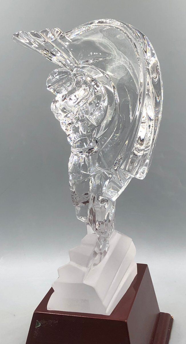 Crystal Glass Golfer On Wooden Base From Sevres France, Set Of 2 photo buy