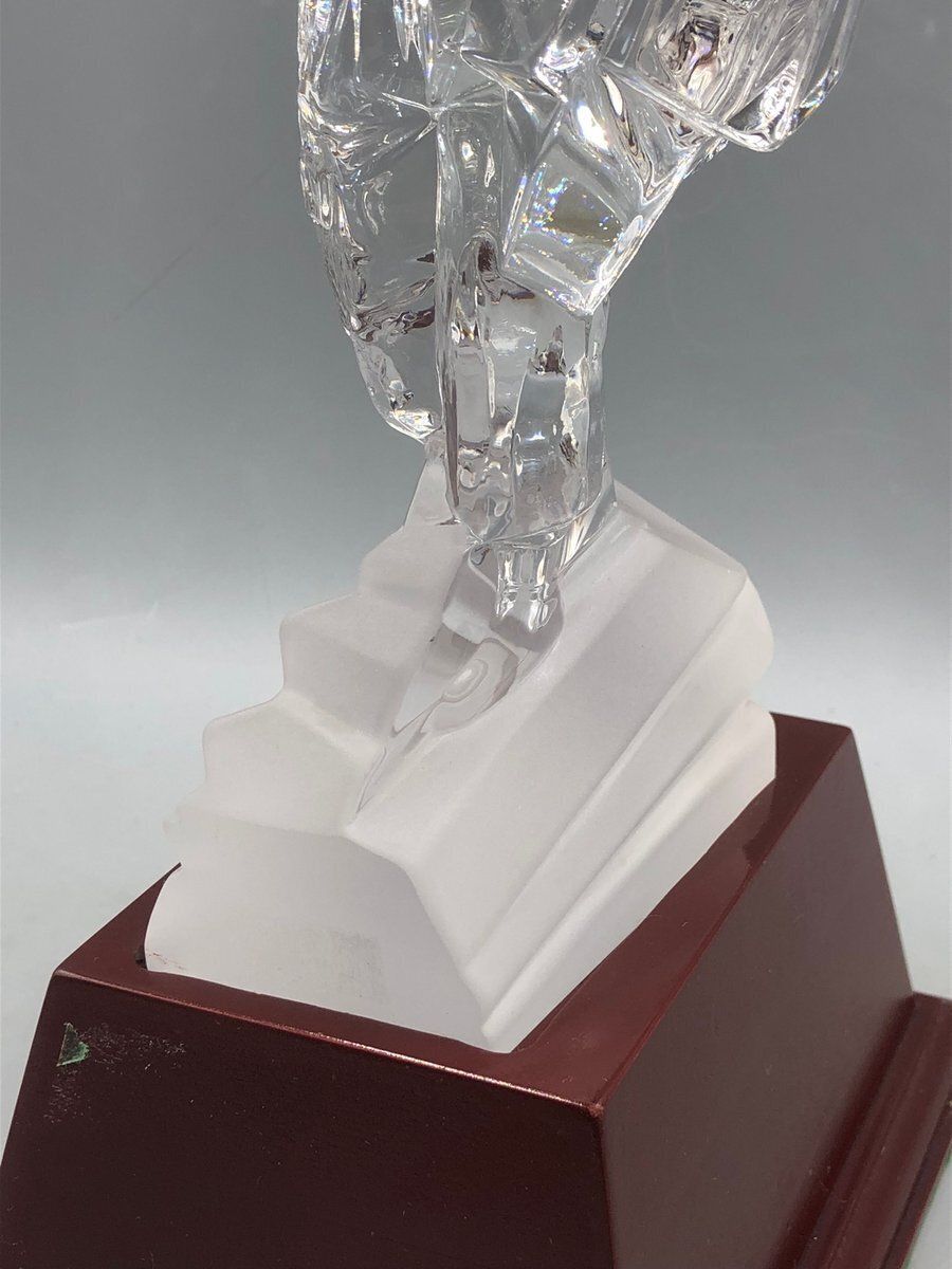 Crystal Glass Golfer On Wooden Base From Sevres France, Set Of 2 photo vintage