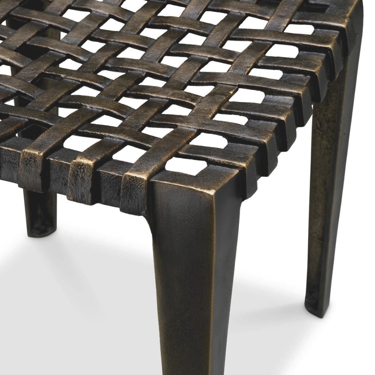 Pair Of Stools In Aluminium Antique Bronze Finish photo 1583.0