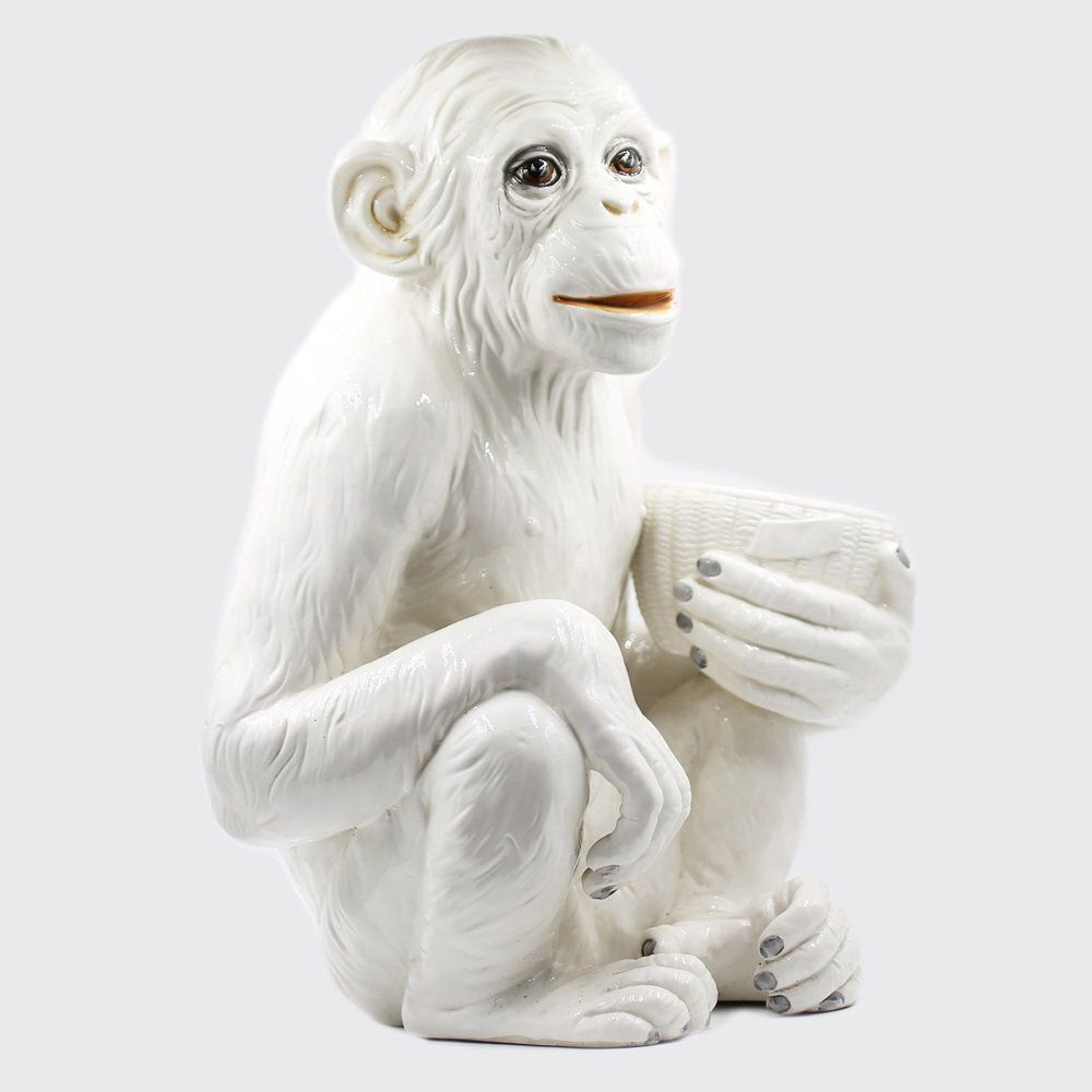 Large Hollywood Regency Monkey Sculpture / Cachepot In Majolica, Italy, 1960s photo Art