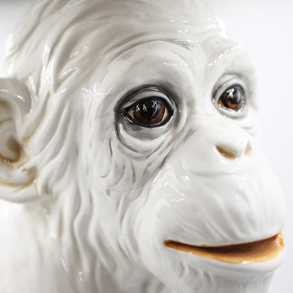 Large Hollywood Regency Monkey Sculpture / Cachepot In Majolica, Italy, 1960s photo vintage