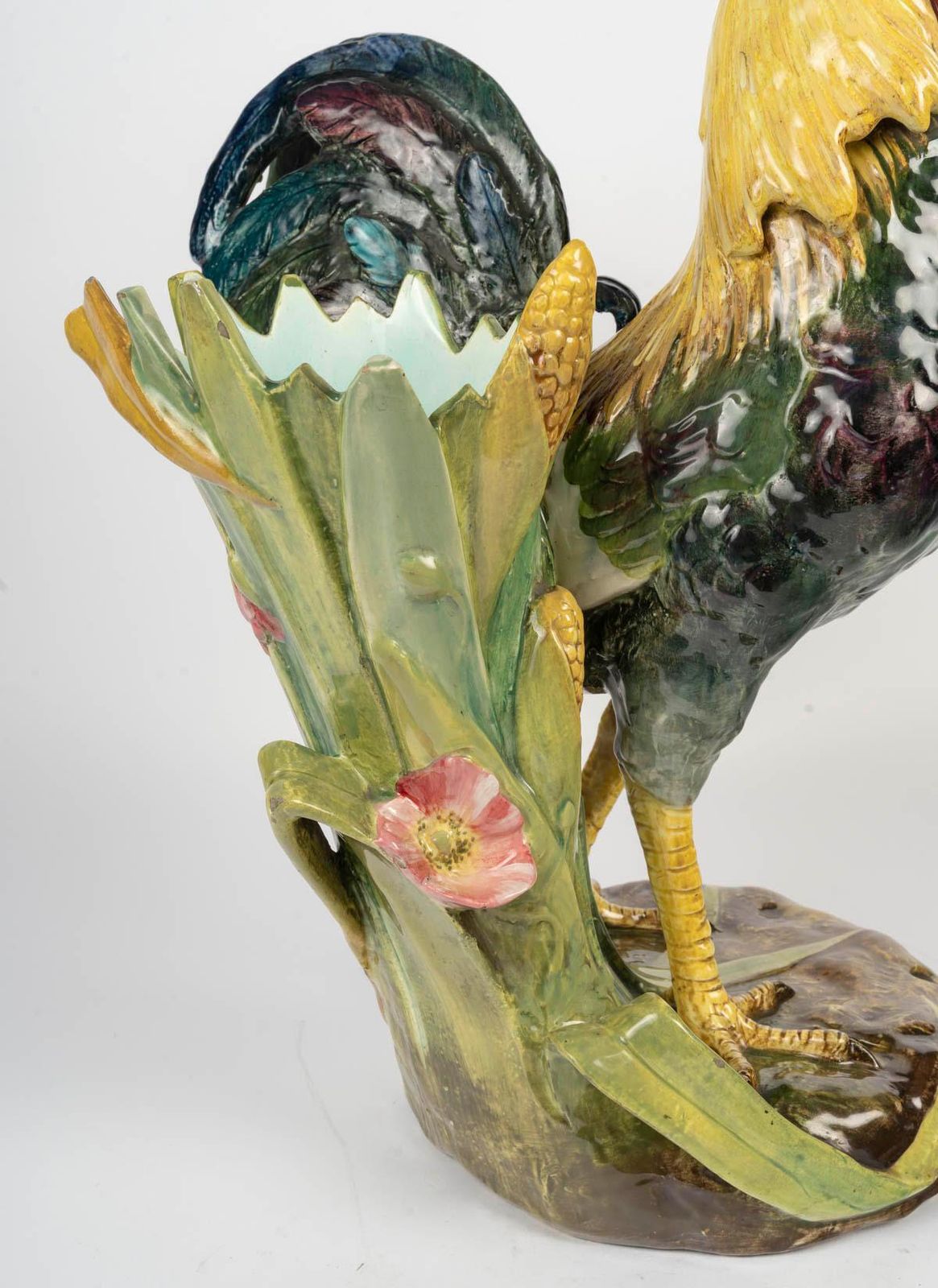 Ceramic Rooster Sculpture By Delphin Massier, 20th Century. photo Art