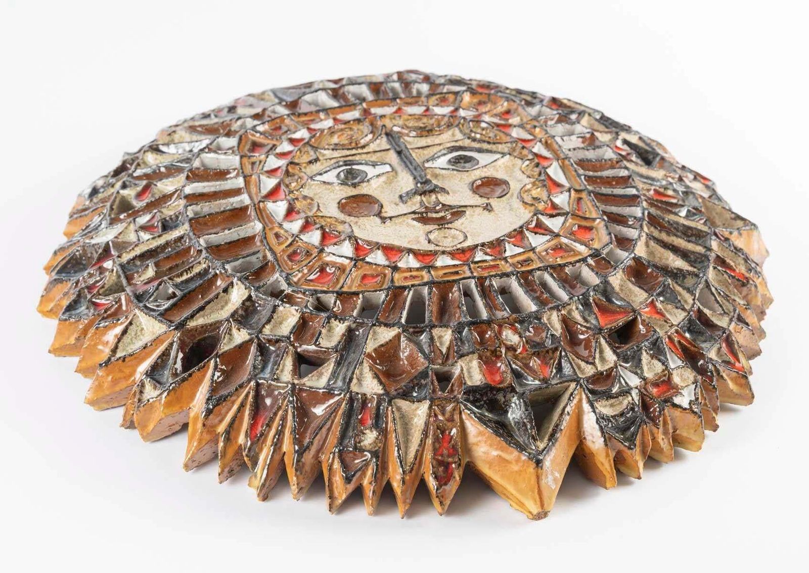 Large Terracotta Sculpture By Zobel, Depicting A Sun, In The Cycladic Style. photo for sale