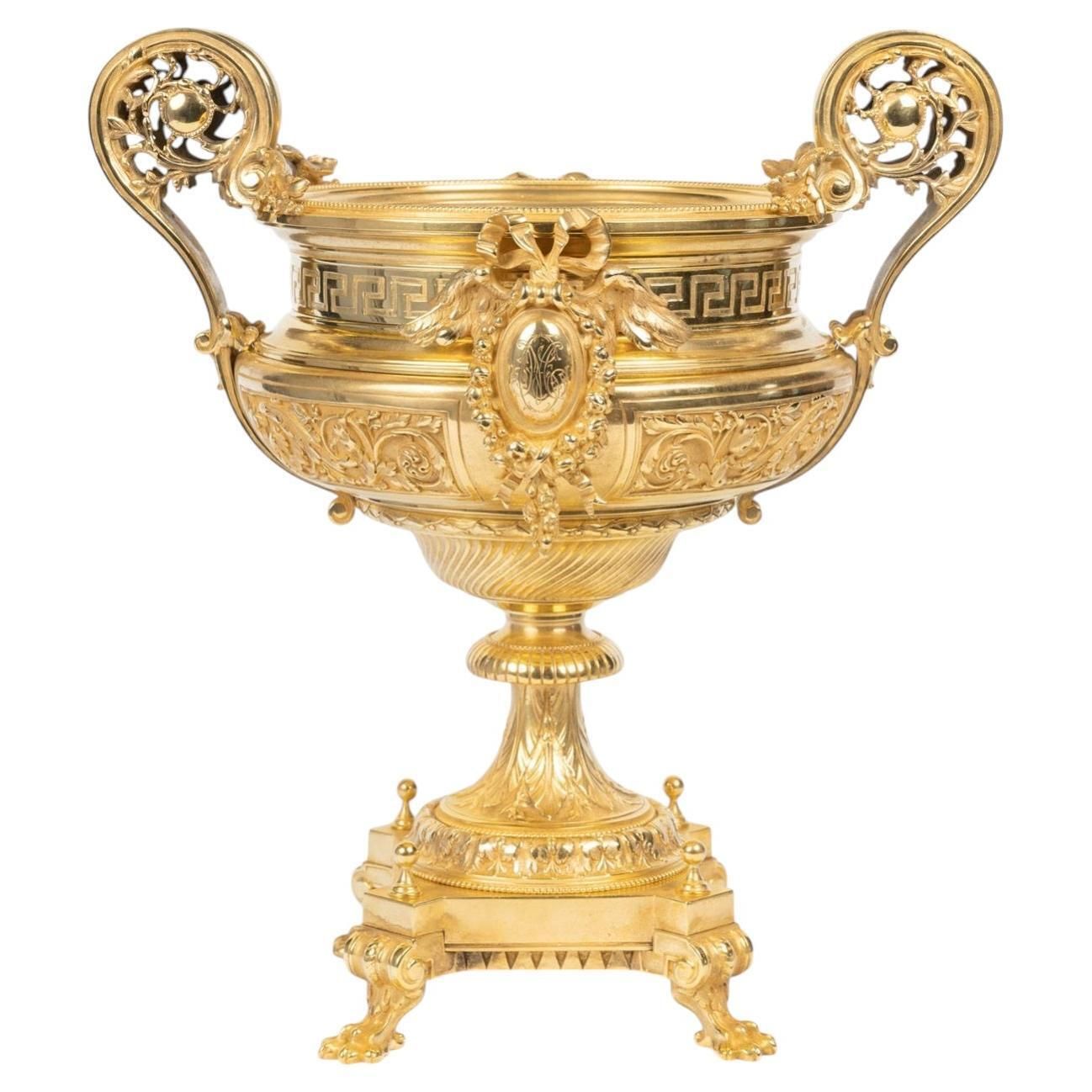 19th Century Gilt Bronze Bowl, Table Centerpiece.