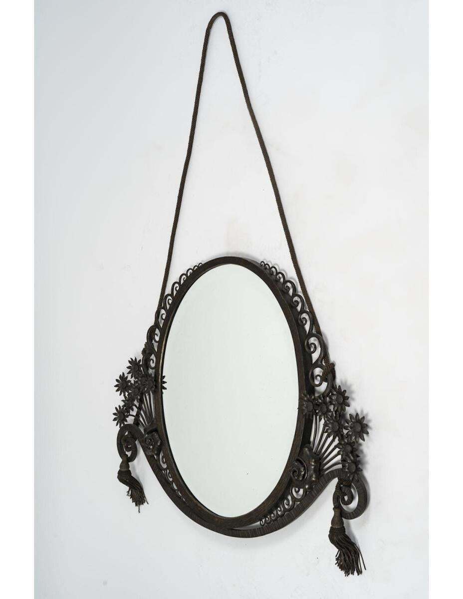 Art Deco Era Wrought Iron Mirror, 1930. photo vinterior
