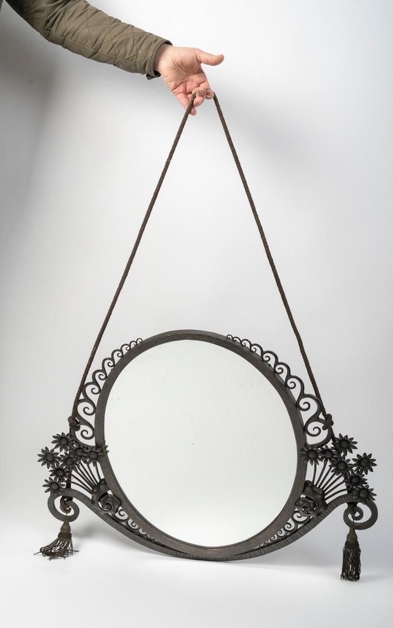 photo furniture Art Deco Era Wrought Iron Mirror, 1930.