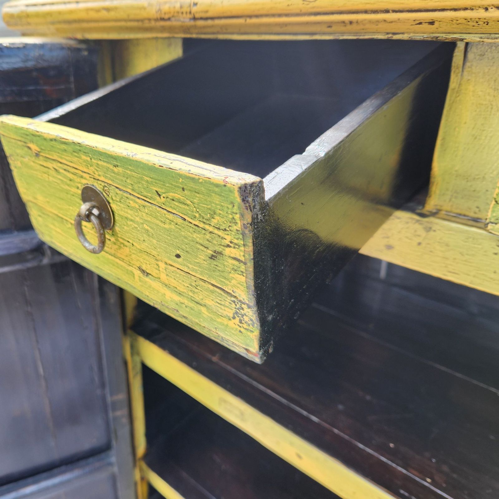 Fabulous Chinese Oriental Yellow Lacquer Chinoiserie Cupboard photo vinterior