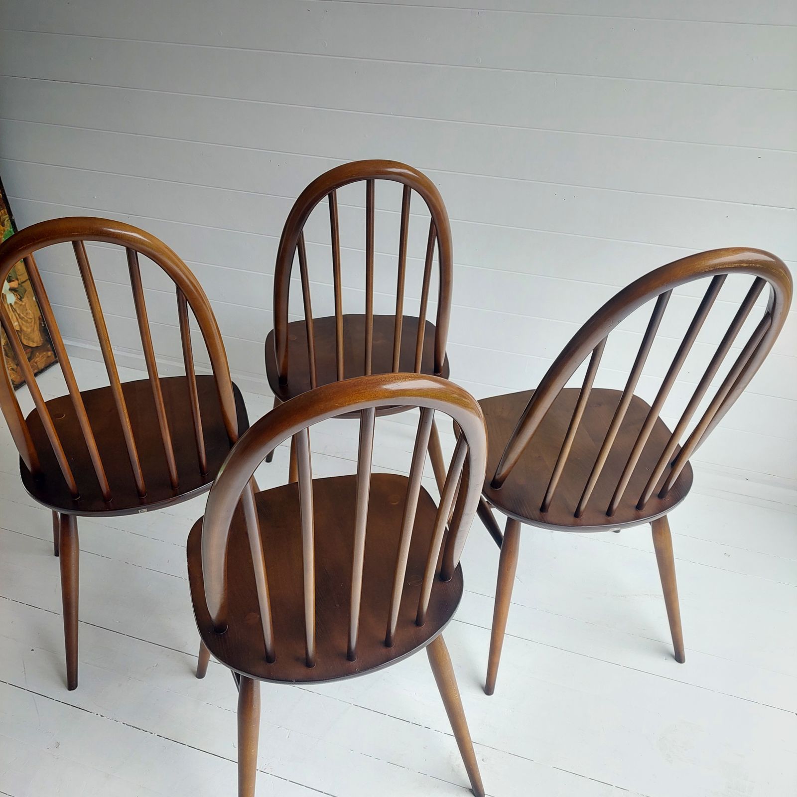 4 Mid Century Ercol Dining Chairs Windsor Quaker 365 Golden Dawn Vintage 60s photo vintage