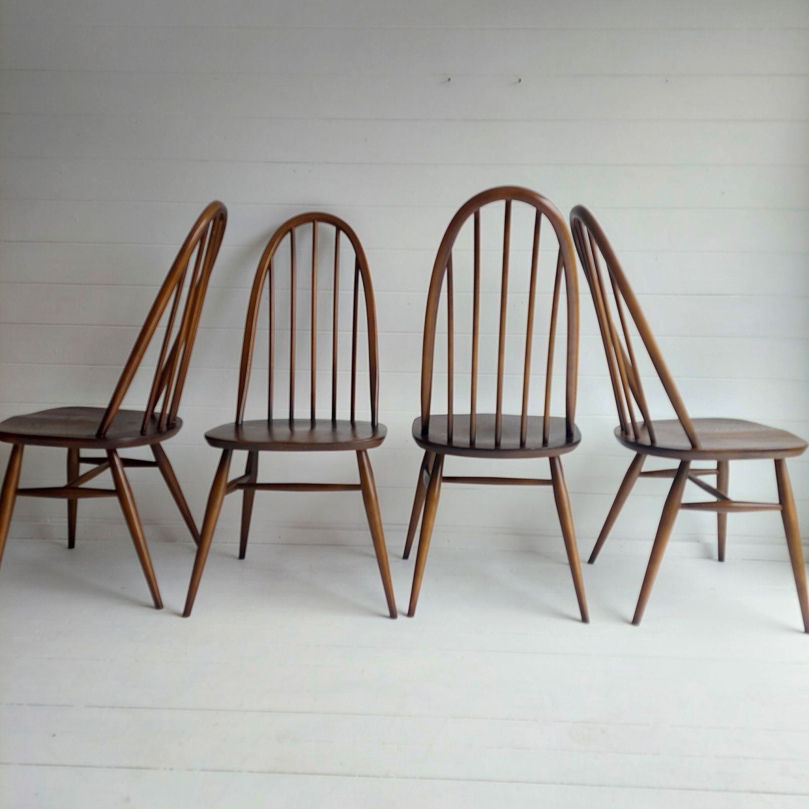 4 Mid Century Ercol Dining Chairs Windsor Quaker 365 Golden Dawn Vintage 60s photo vinterior