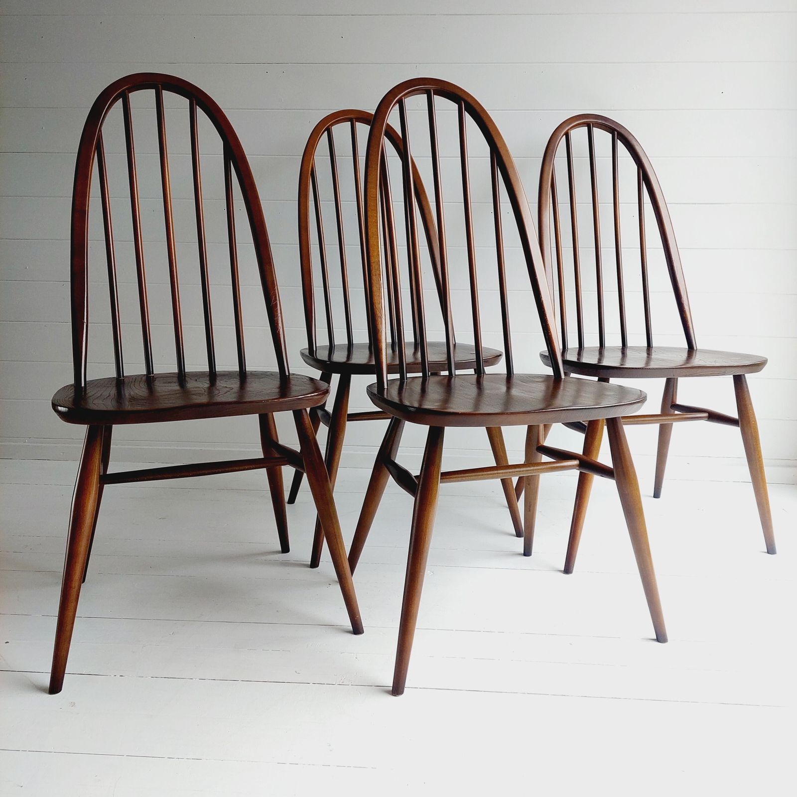 4 Mid Century Ercol Dining Chairs Windsor Quaker 365 Golden Dawn Vintage 60s