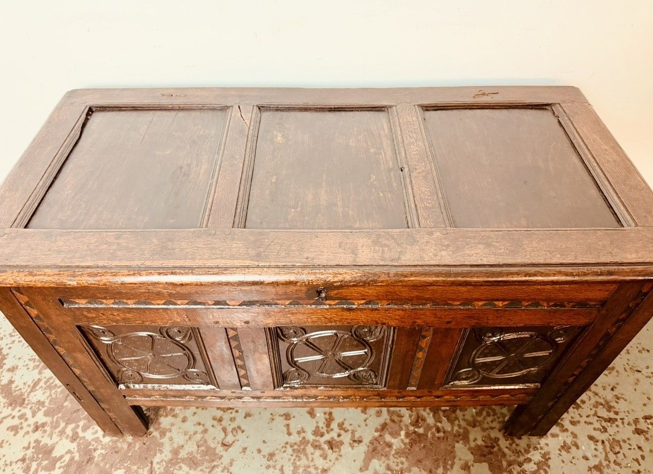 A Rare & Beautiful 300 Year Old Georgian Antique Oak Coffer C1730 photo for sale