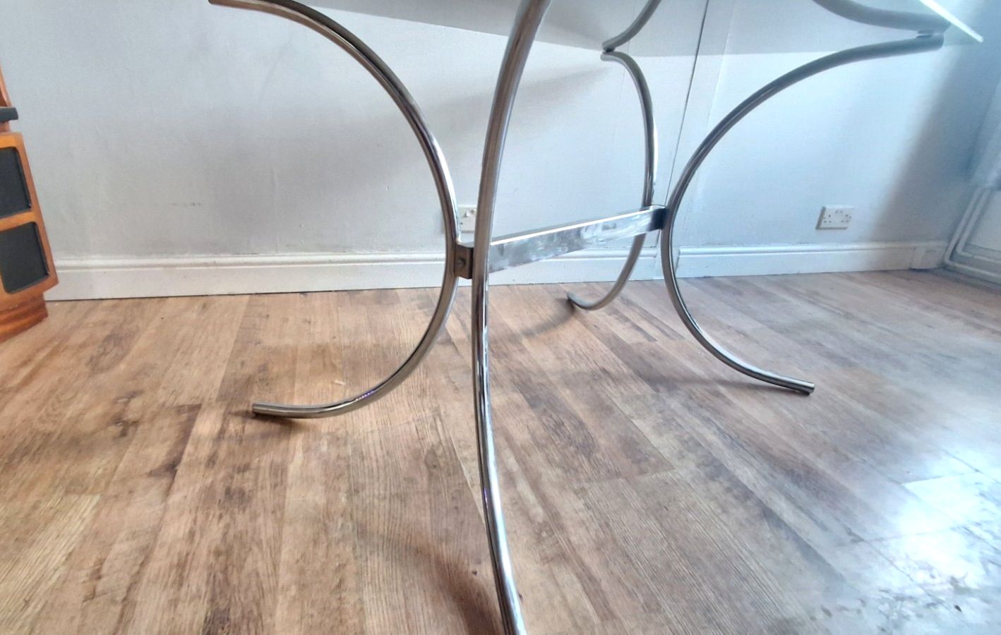 photo for sale Original 1970's Italian Chrome & Smoked Glass Mid Century Dining / Kitchen Table