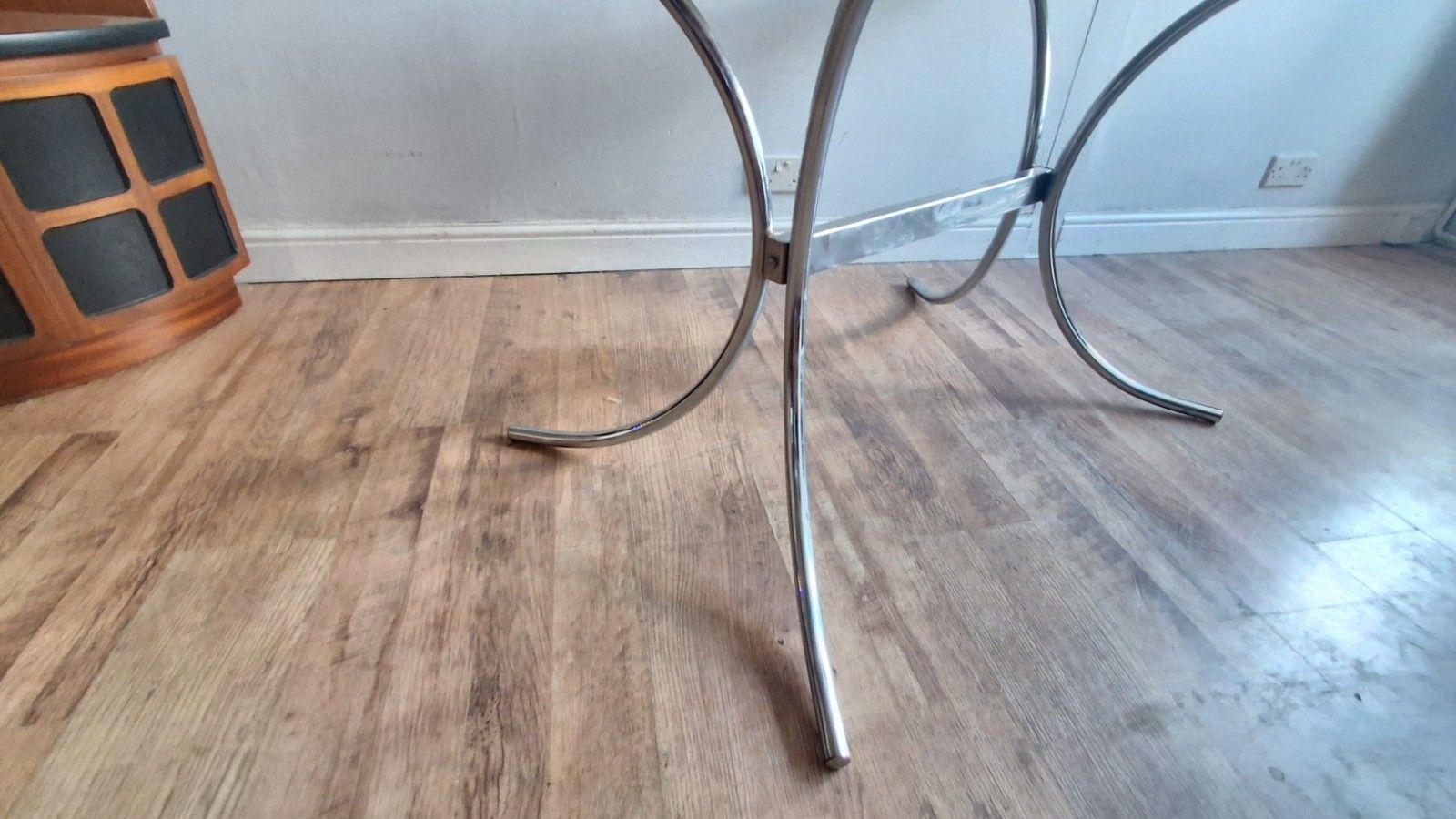 Furniture Original 1970's Italian Chrome & Smoked Glass Mid Century Dining / Kitchen Table photo