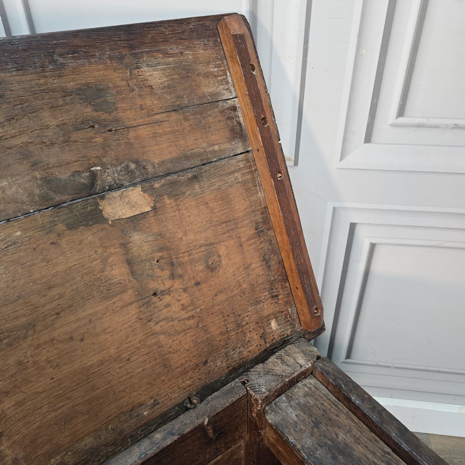 photo for sale Antique Oak Coffer Trunk Panelled Blanket Box Chest 18th Century Solid Wood