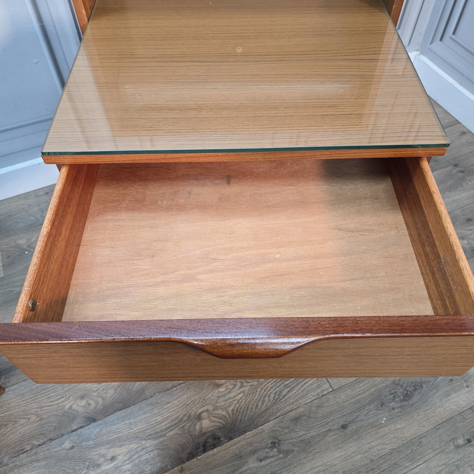 Pair Mid Century Bedside Cabinets Tables Teak Effect Retro Vintage Nightstands photo buy