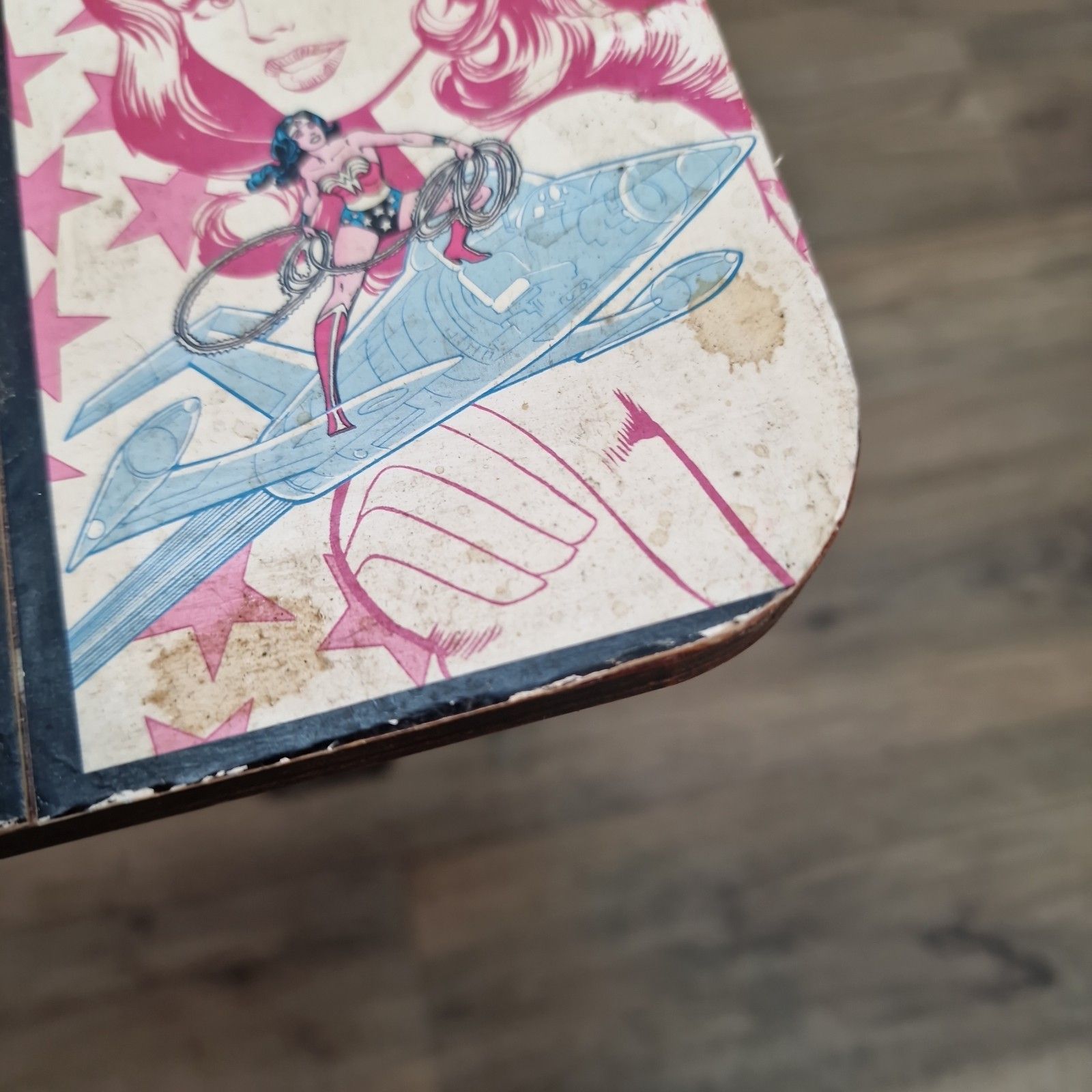 Vintage Comic Book Coffee Table Superhero Decoupage Upcycle Retro One Off photo vintage