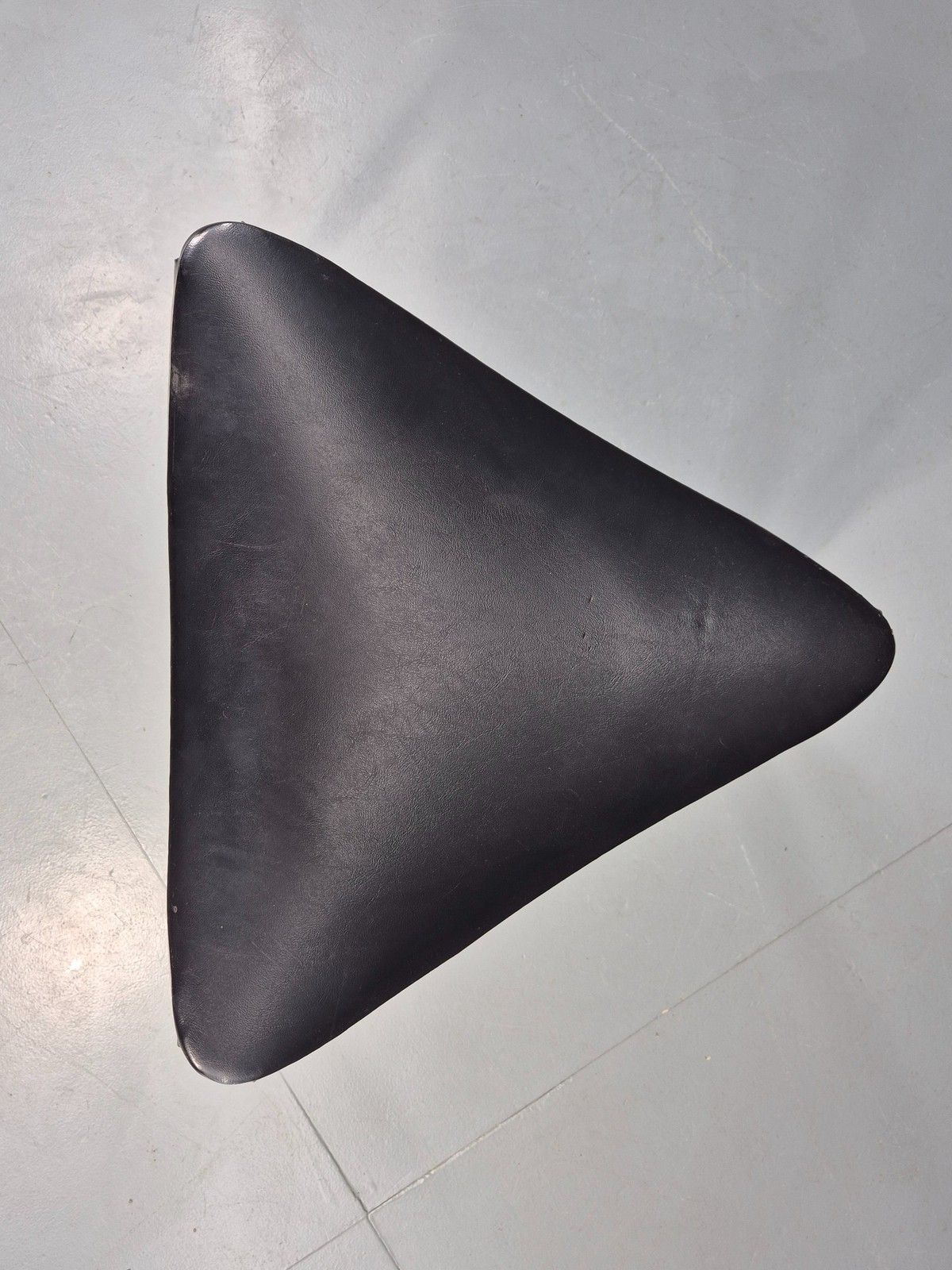 Vintage Danish Mid Century Footstool Triangular Black Vinyl 1960s Retro Eb12152 photo vinterior