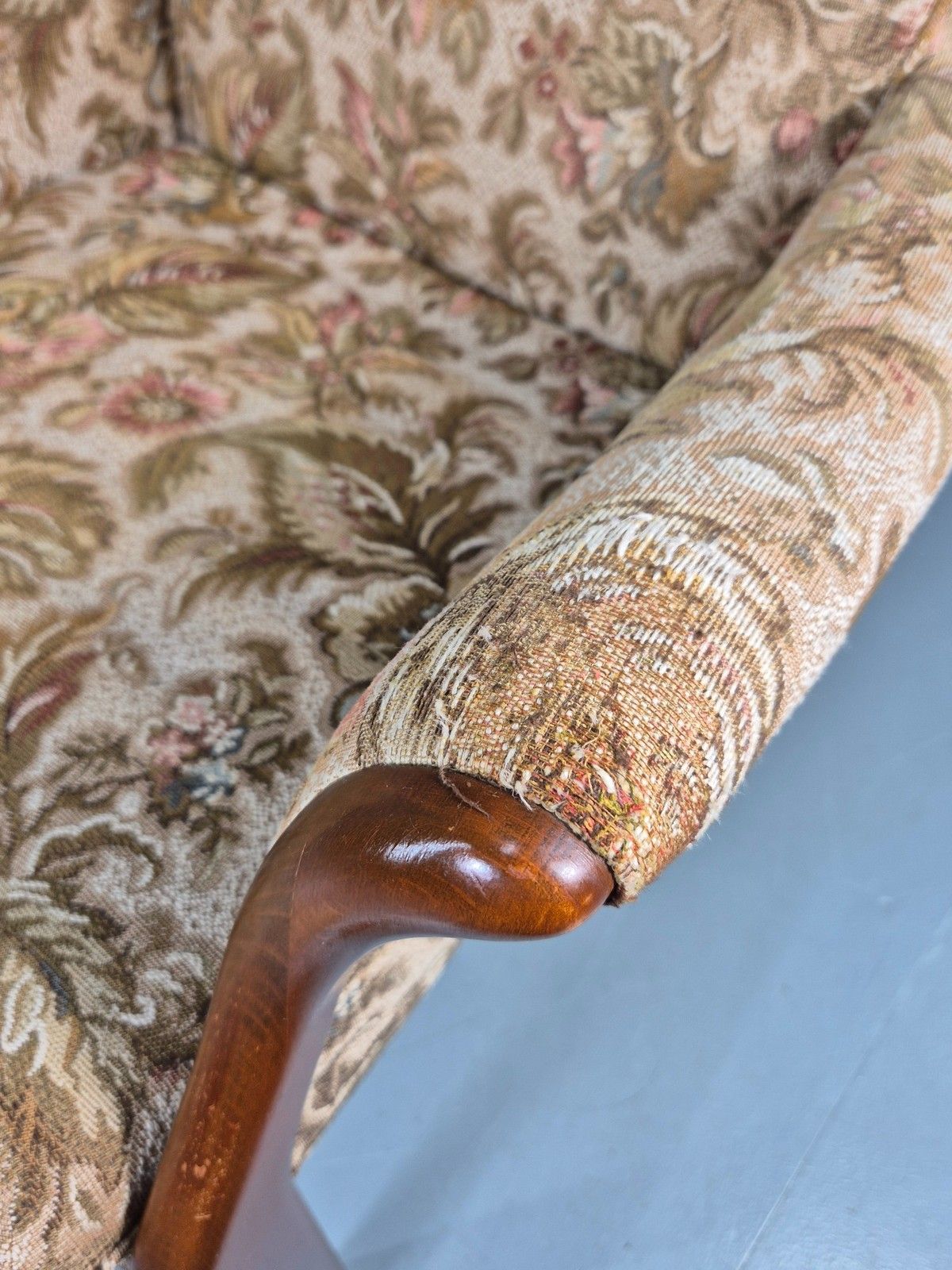 150.0 Vintage Parker Knoll Retro 1960s Armchair Floral Upholstery Beech Frame Eb12167 photo