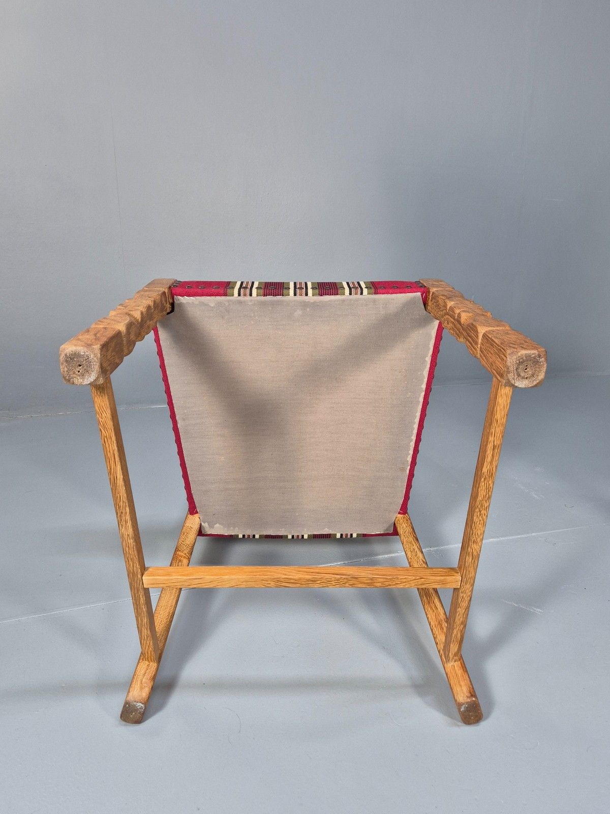 photo buy 6 Vintage Kjaernulf Style Danish Oak Dining Chairs 1970s Retro Red Wool Eb9535