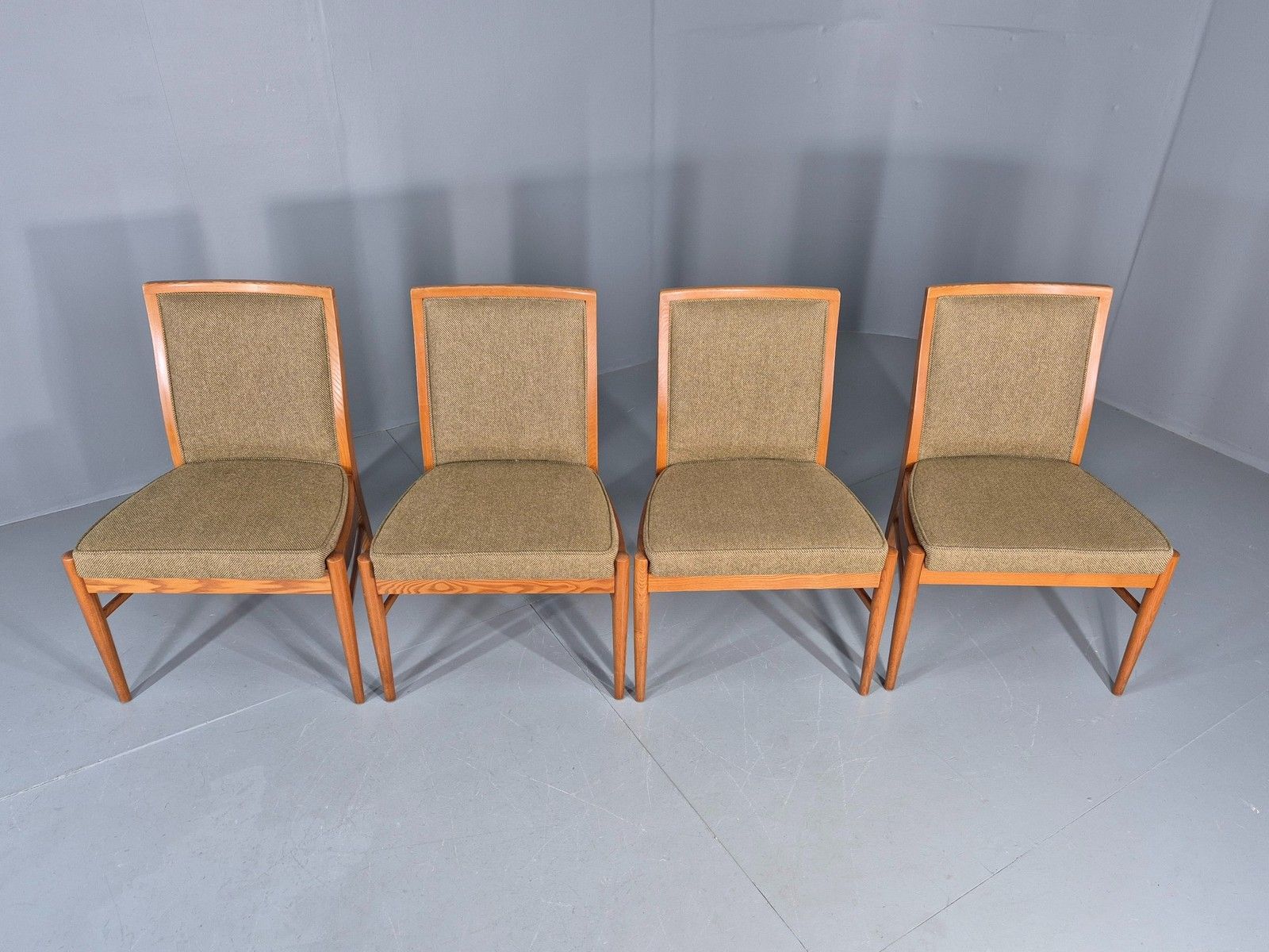 4 Vintage 1970s Elm Frame Dining Chairs Mid Century Retro Wool Seats Eb12179 photo furniture
