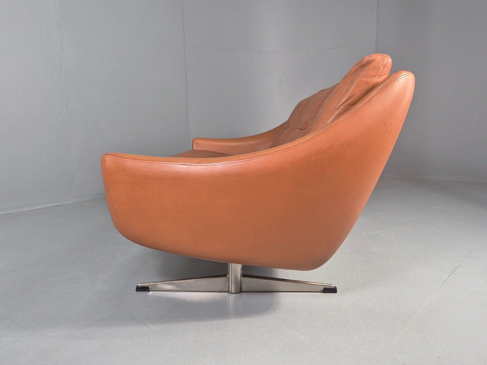 photo buy Vintage 3 Seater Sofa Tan Leather Danish 1960s Edmund Jorgensen Design Eb12226