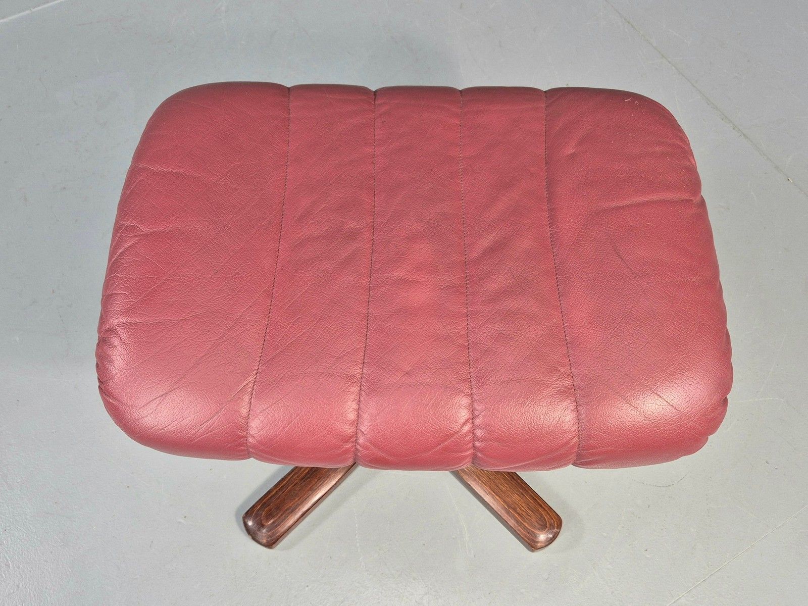 Vintage Danish Leather Footstool 1980s Retro Eb09060 photo for sale