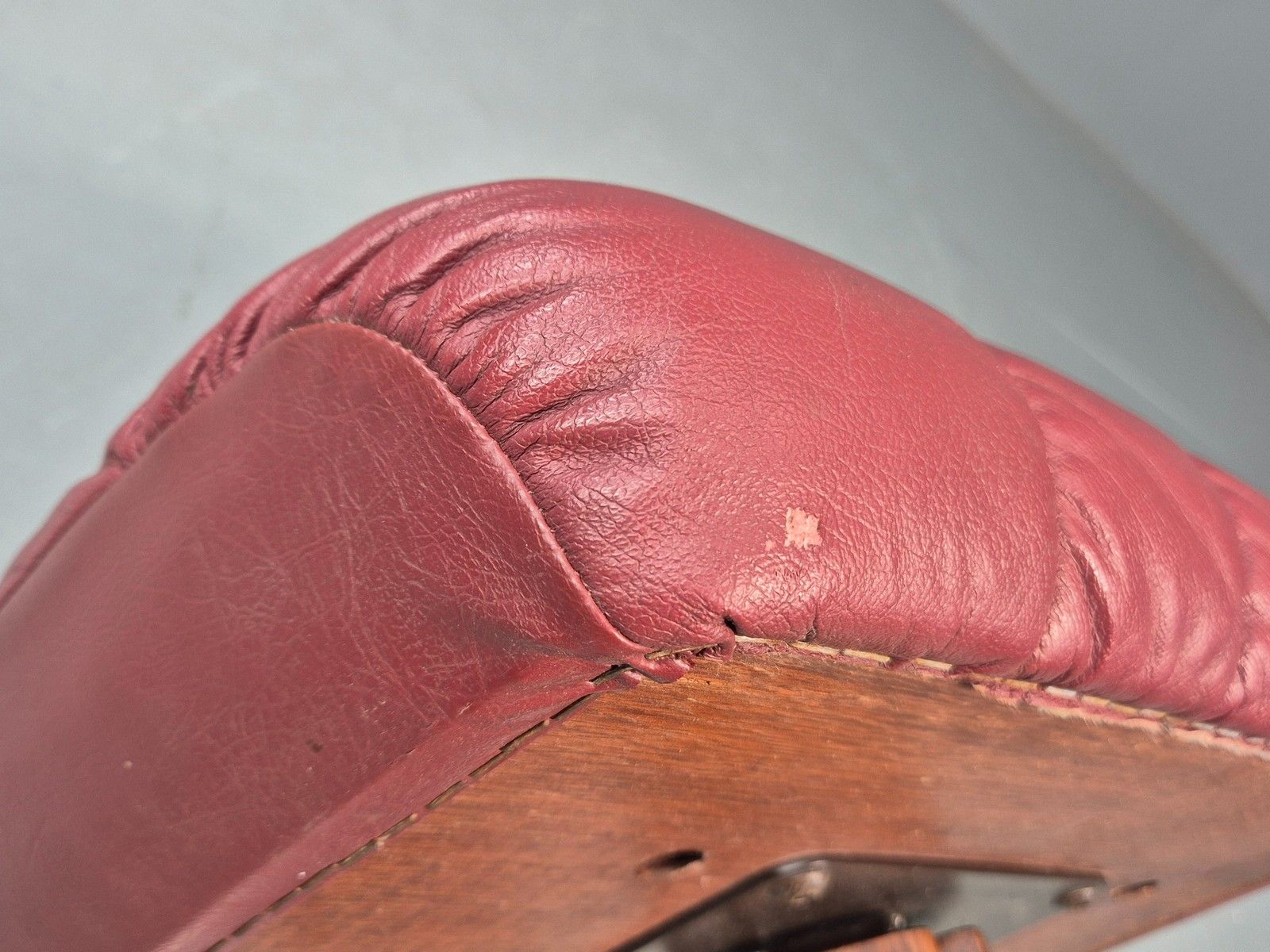 Vintage Danish Leather Footstool 1980s Retro Eb09060 photo vintage