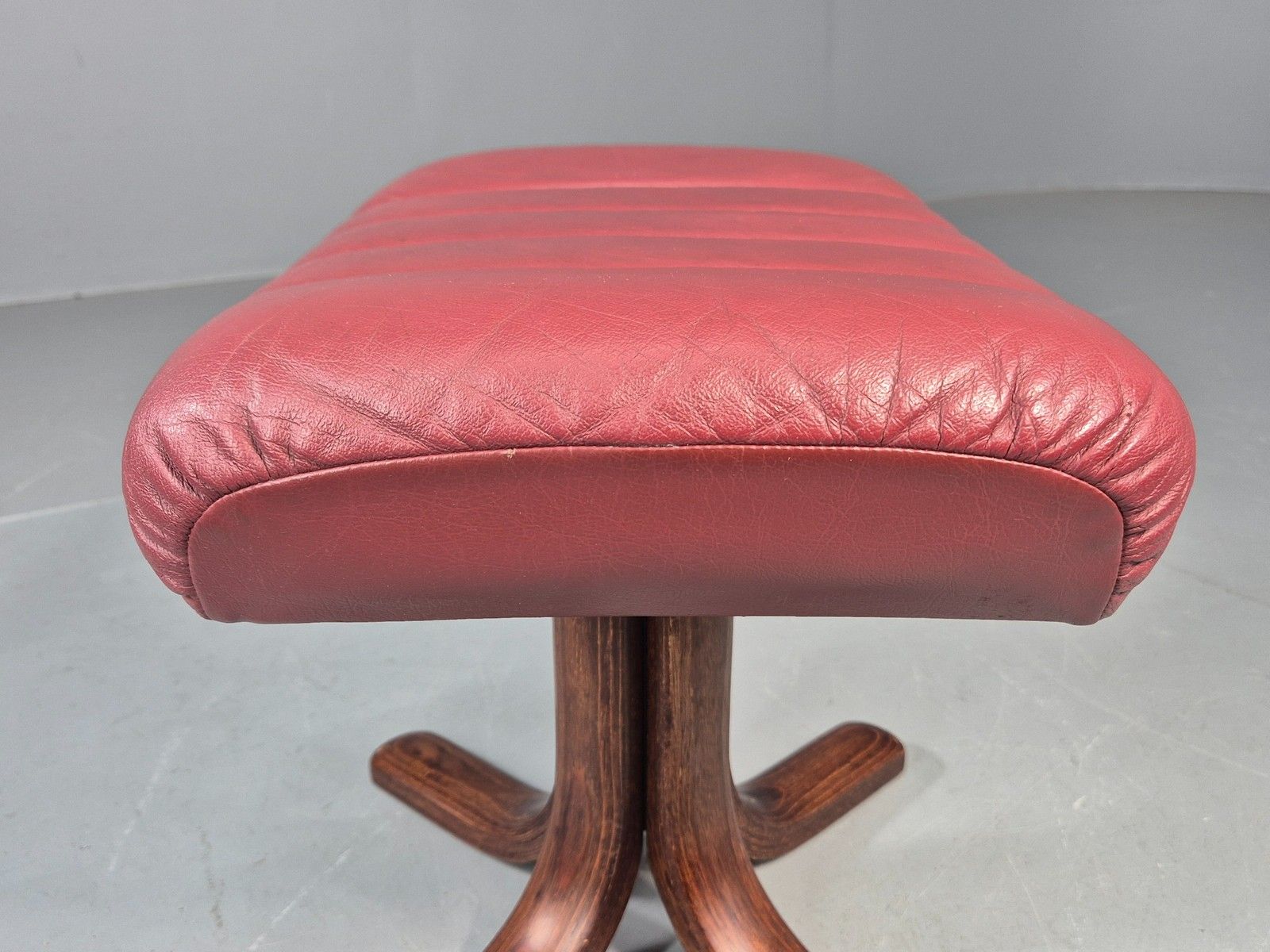 60.0 Vintage Danish Leather Footstool 1980s Retro Eb09060 photo