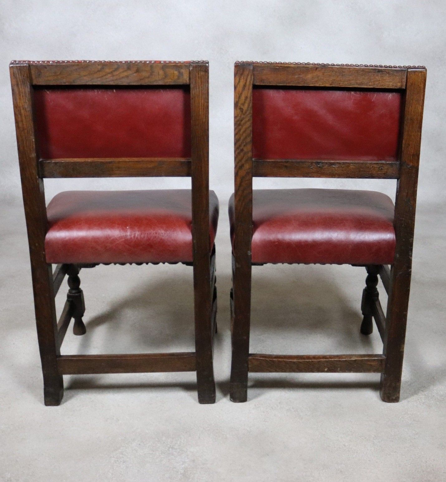 Set Of 6 Antique Cromwellian Style Oak And Leather Dining Chairs photo Furniture