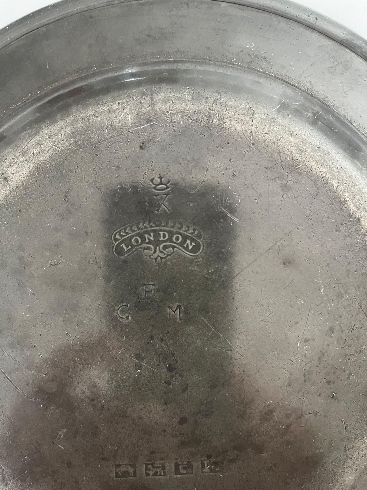 photo for sale George 111rd Pewter Plate Fully London Stamped , English Circa 1760