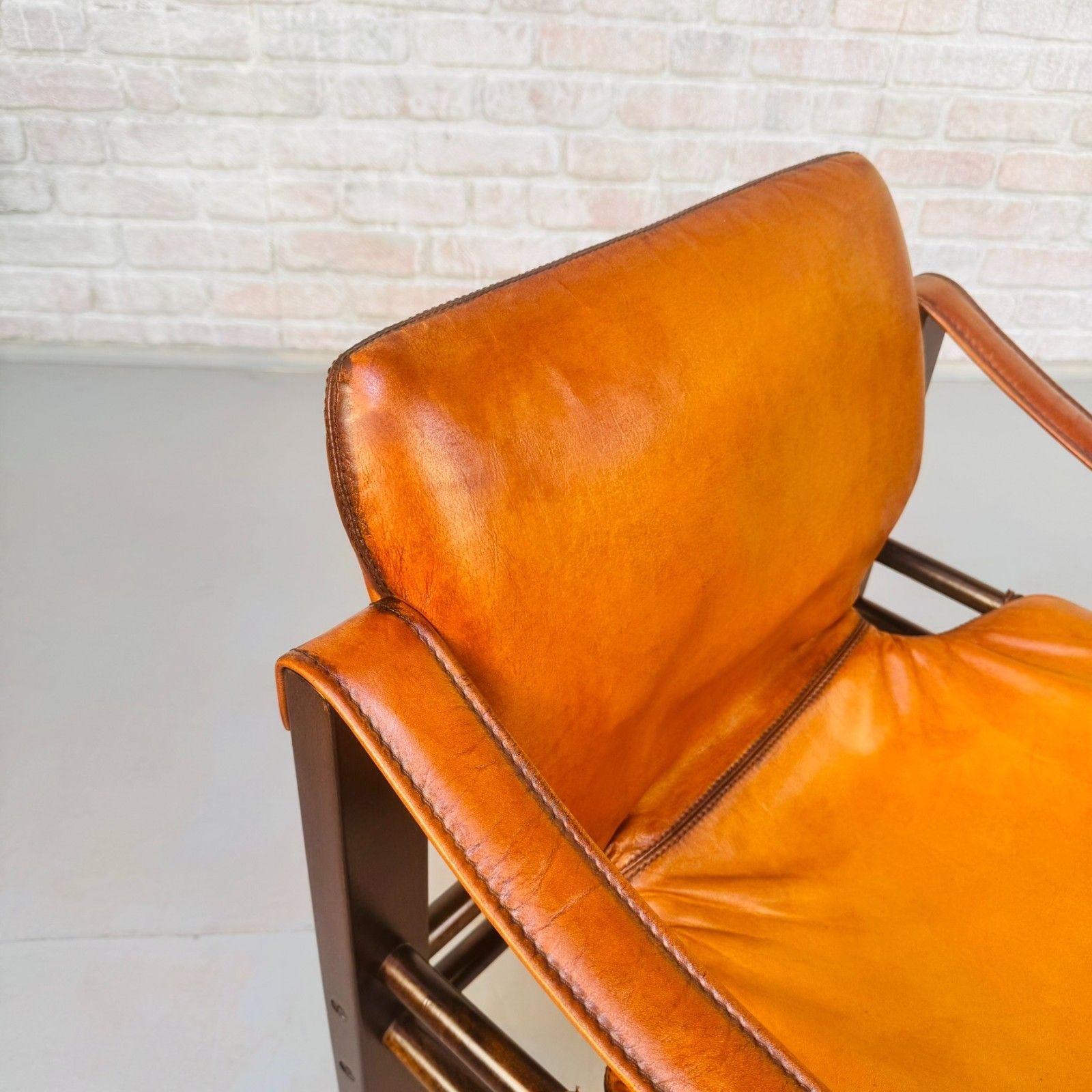 photo furniture Vintage Danish Safari Chair | Hand Dyed Tan Leather | Solid Beech Frame