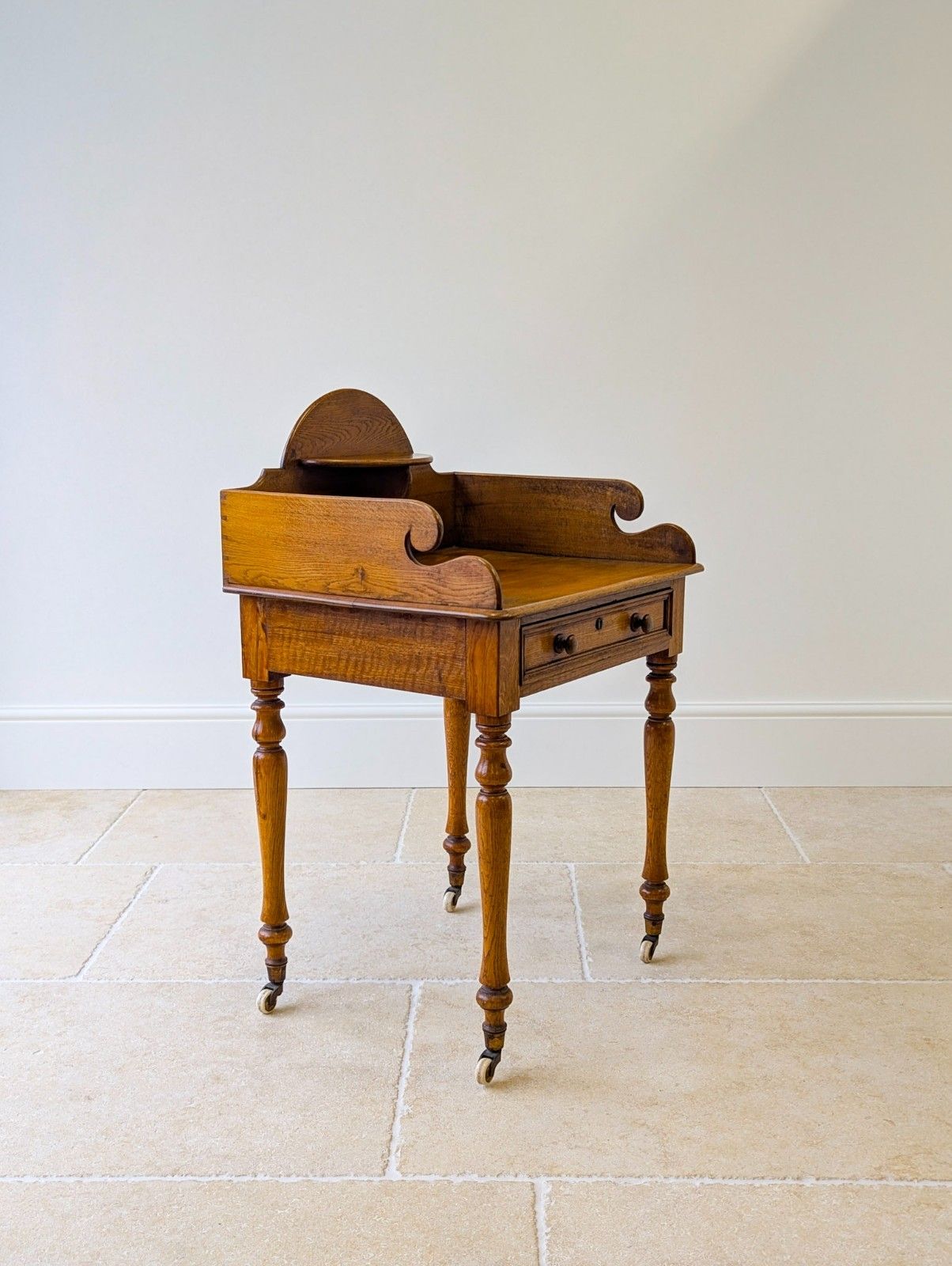 Antique Early Victorian Oak Country House Gallery Side Table C.1840 photo vintage