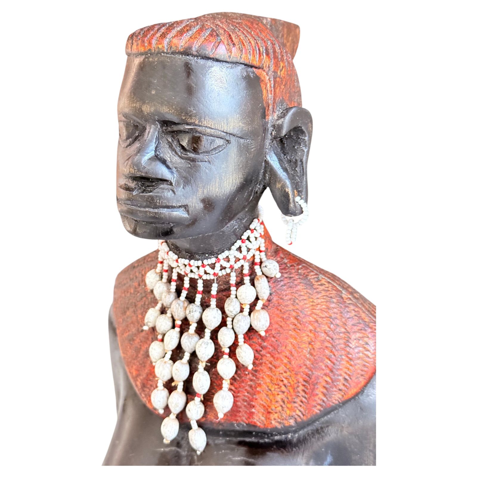 photo vinterior Grand buste féminin tribal africain, figure ethnographique sculptée à la main
