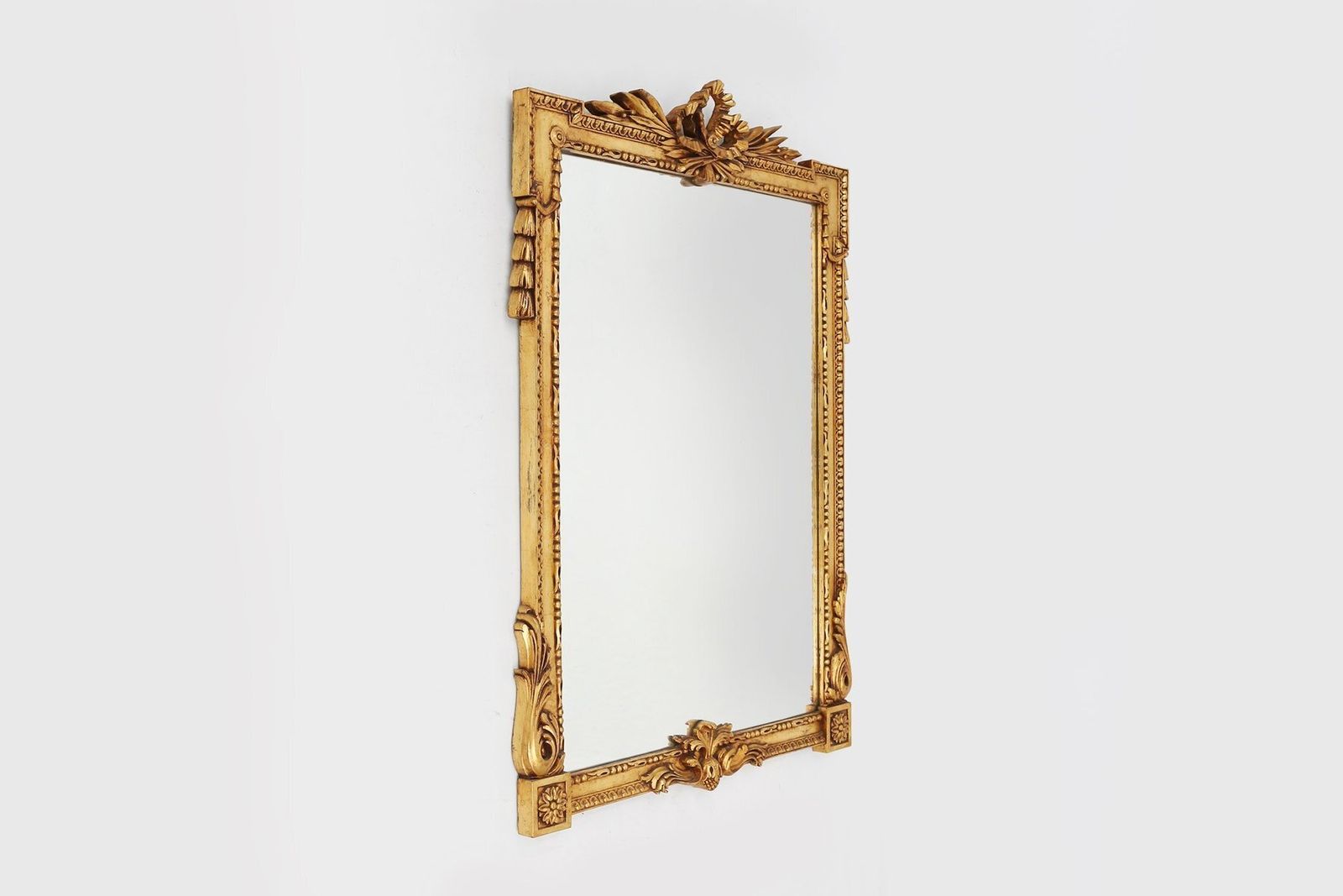 Baroque Gilt Carved Wooden Wall Mirror, Belgium 1950s photo for sale