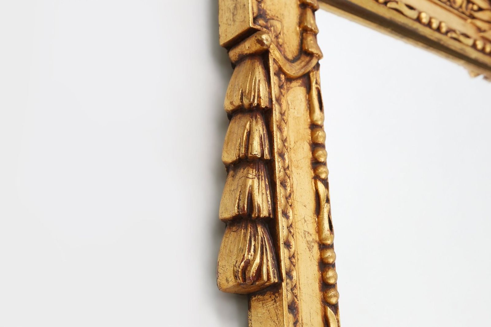 photo furniture Baroque Gilt Carved Wooden Wall Mirror, Belgium 1950s