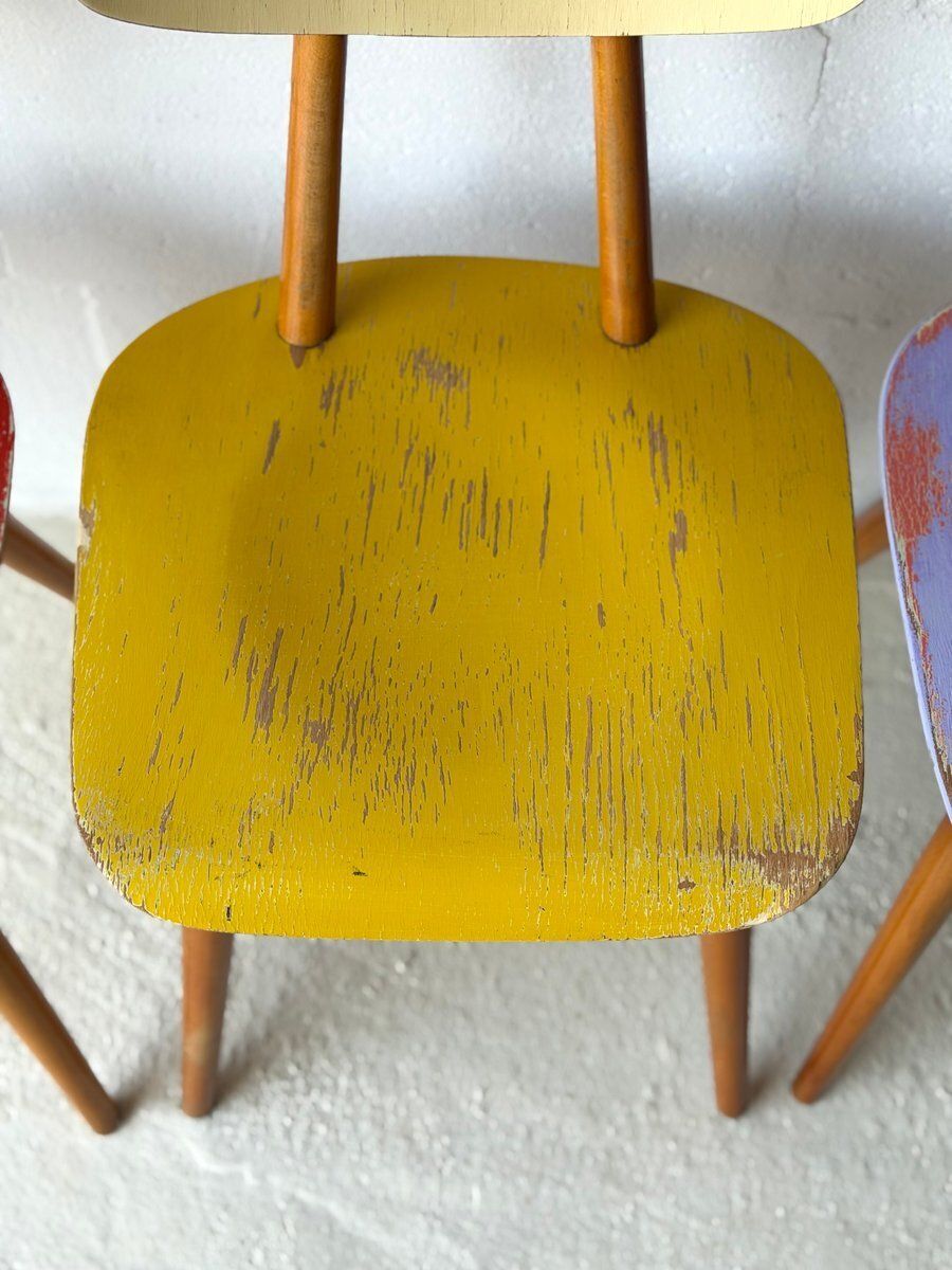 Eetkamerstoelen van Ton, 1960, set van 4 photo vintage