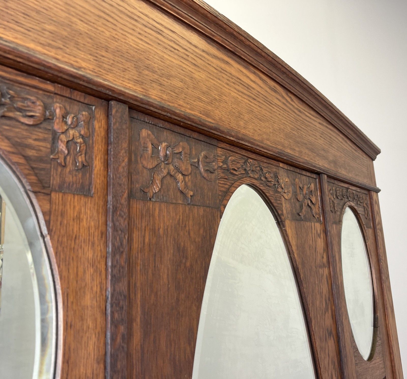 Wardrobe Antique French Oak Two Door Mirrored Carved Armoire Cabinet Lot 6122 photo vinterior