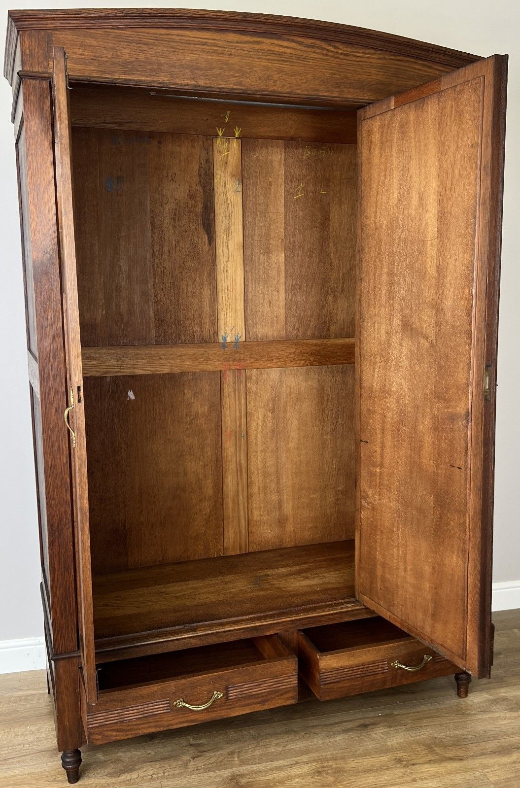 photo for sale Wardrobe Antique French Oak Two Door Mirrored Carved Armoire Cabinet Lot 6122