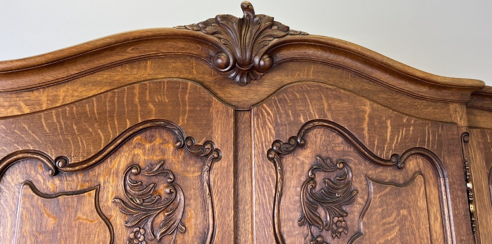 photo buy Wardrobe Vintage French Louis XVI Style Four Door Oak Carved Armoire Lot 6126