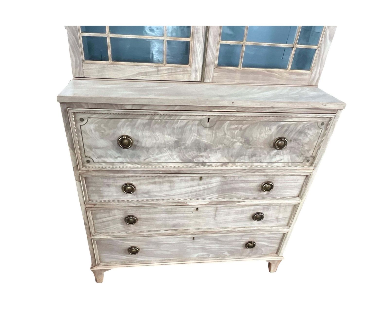 18th Century English Georgian Bleached Mahogany Secretary Bookcase photo for sale