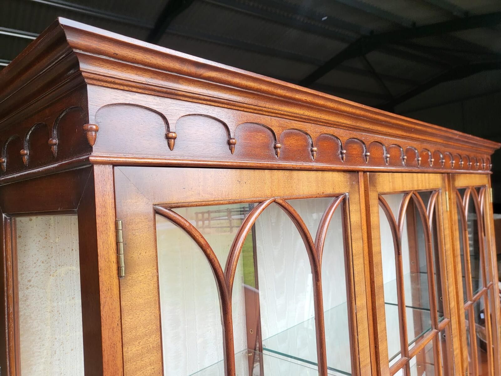 Antique Repro Large 3 Door Glazed Bookcase Cabinet Shelves photo furniture