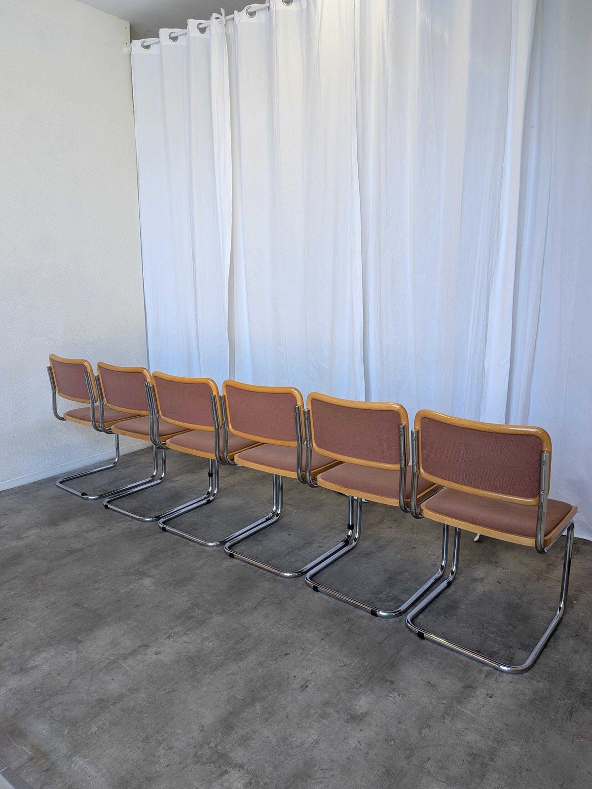 Set Of 8 Vintage Cesca Chairs By Bene Austria, Mid Century Chrome Dining Chairs photo vinterior